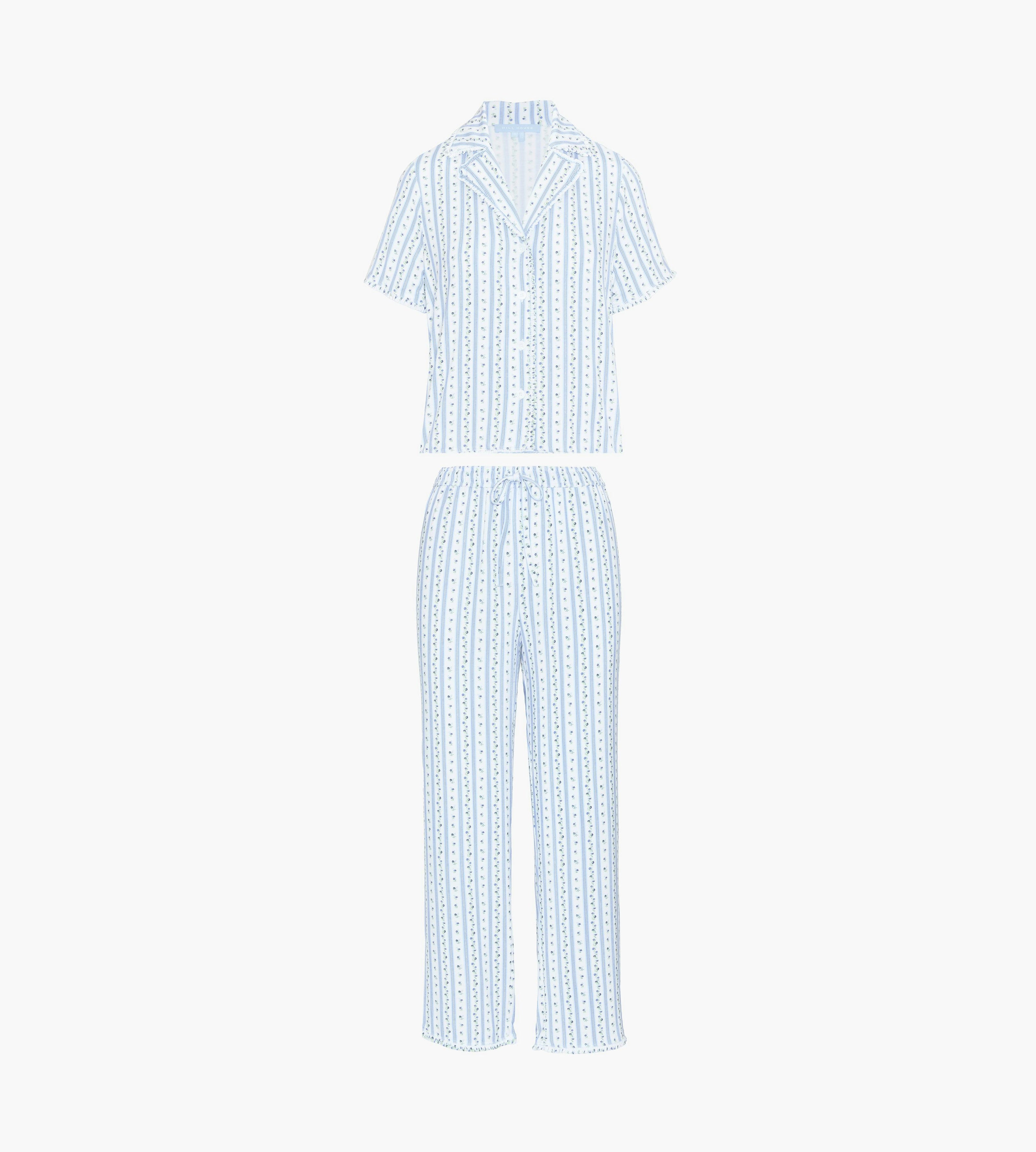 The Marina Pajama Set - Blue Petal Stripe