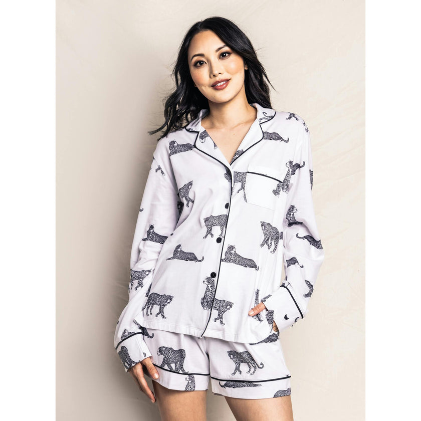 Women's Pima Long Sleeve Short Set in Panthère de Paris