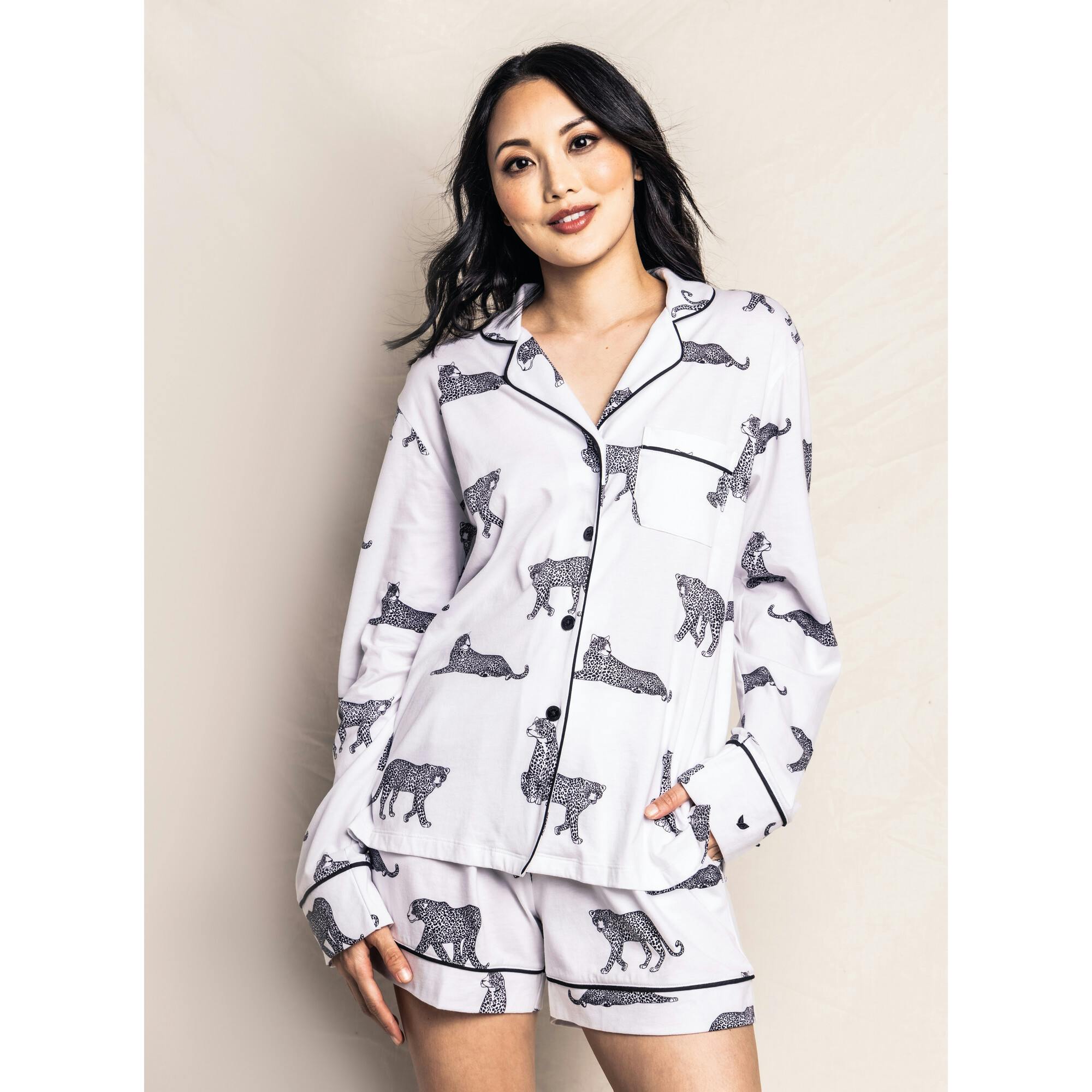 Women's Pima Long Sleeve Short Set in Panthère de Paris