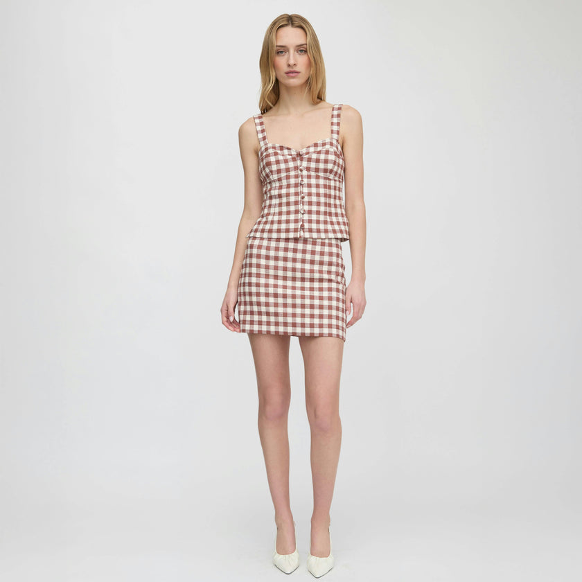 The Aiko Top - Cognac Gingham