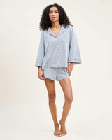 The Olivia Pima Short Set in Navy French Ticking