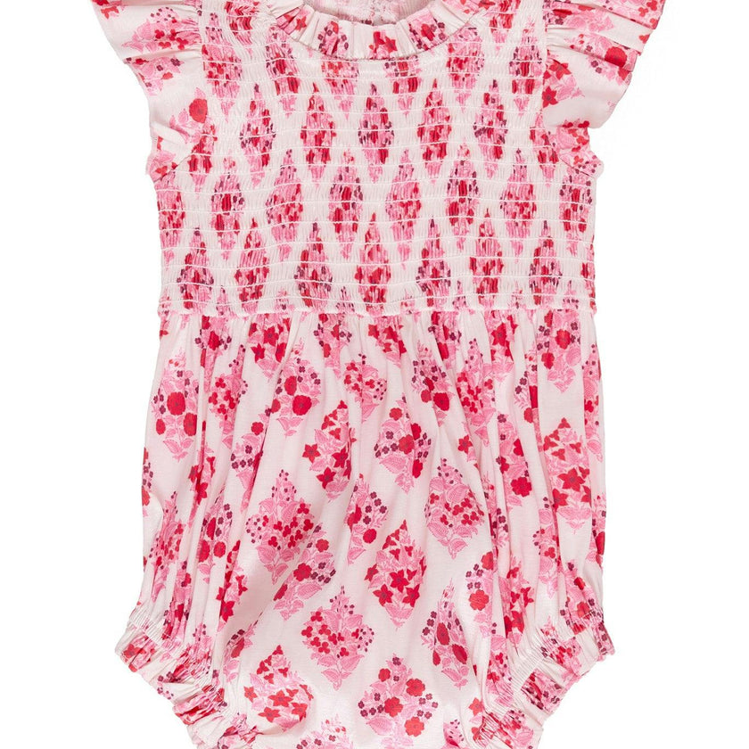 Baby Kylie Romper in Rouge Lattice Floral
