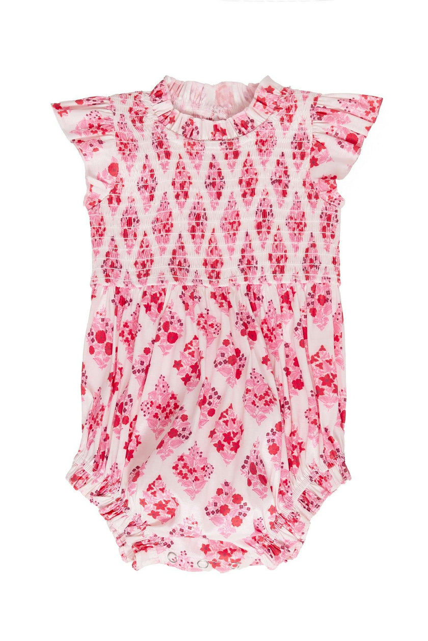 Baby Kylie Romper in Rouge Lattice Floral