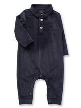 Navy Teddy Buttondown Romper
