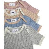 Ribbed Knit Short Sleeve Retro Bodysuit