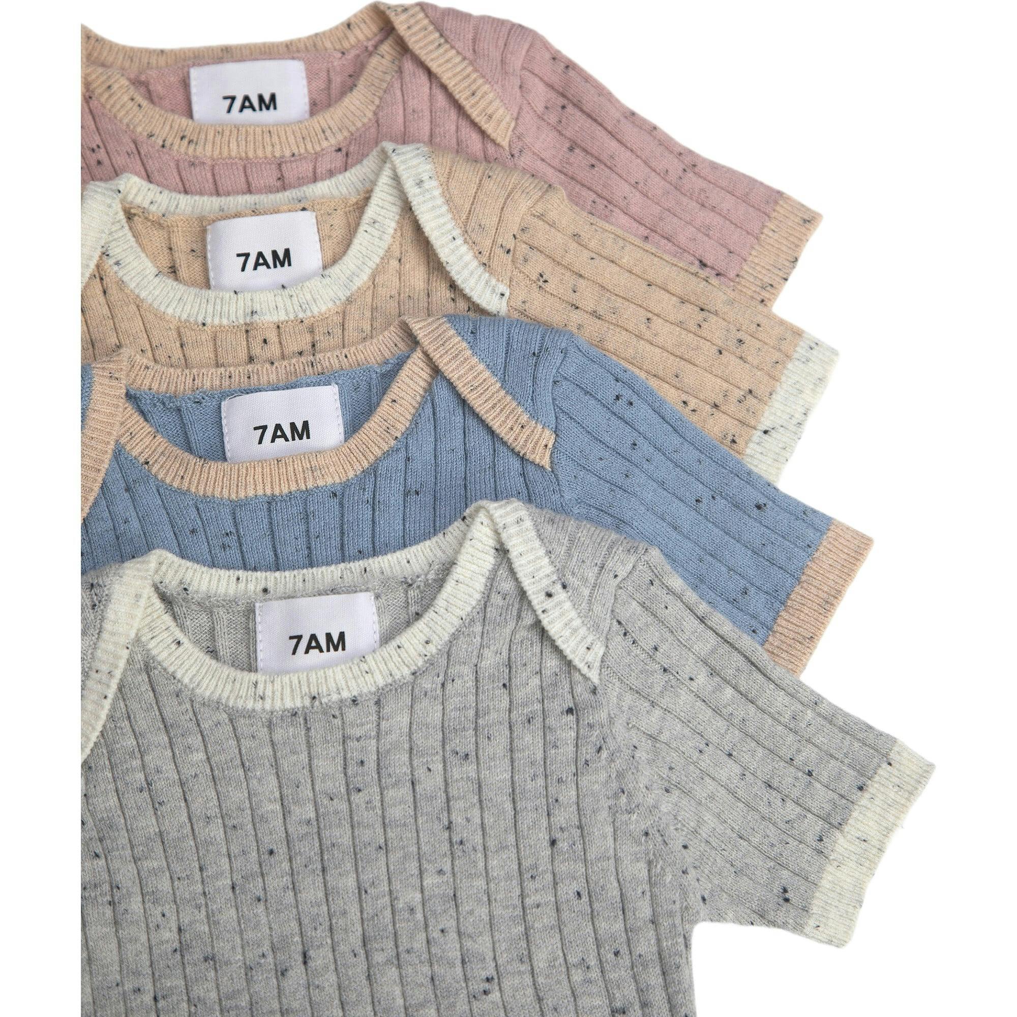 Ribbed Knit Short Sleeve Retro Bodysuit