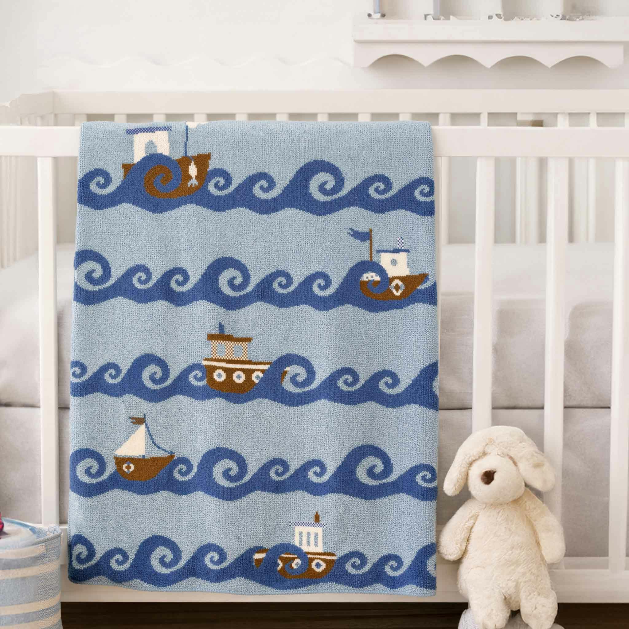 Baby Cotton Knit Coastal Blanket - Boats
