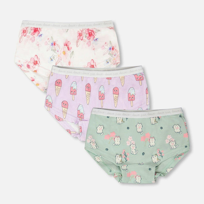 Boyshort Panties (Pack Of 3) Printed Organic Cotton