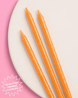 Orange Glitter Candles - 10 glitter candles