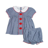 Navy Apple Diaper Set - Girl