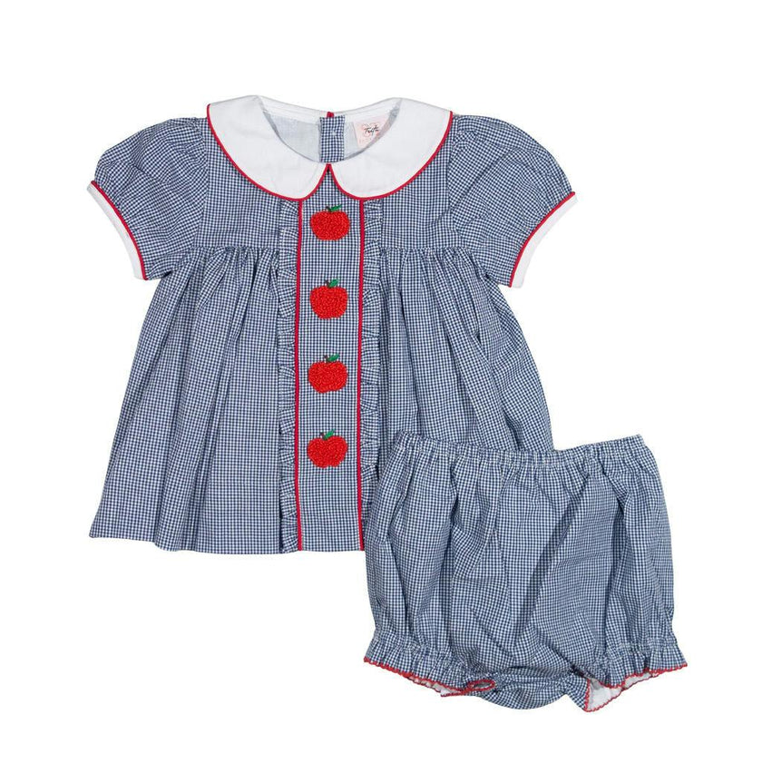 Navy Apple Diaper Set - Girl