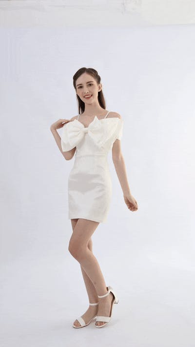 White Bachma Bow Mini Dress