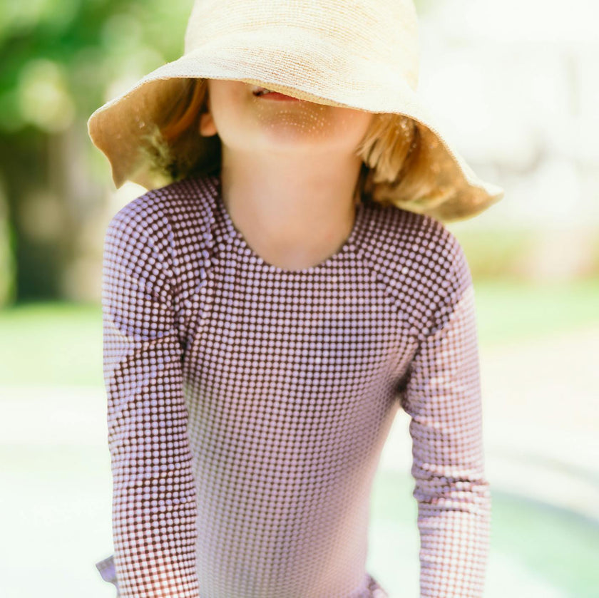 girls cocoa gingham rashguard one piece