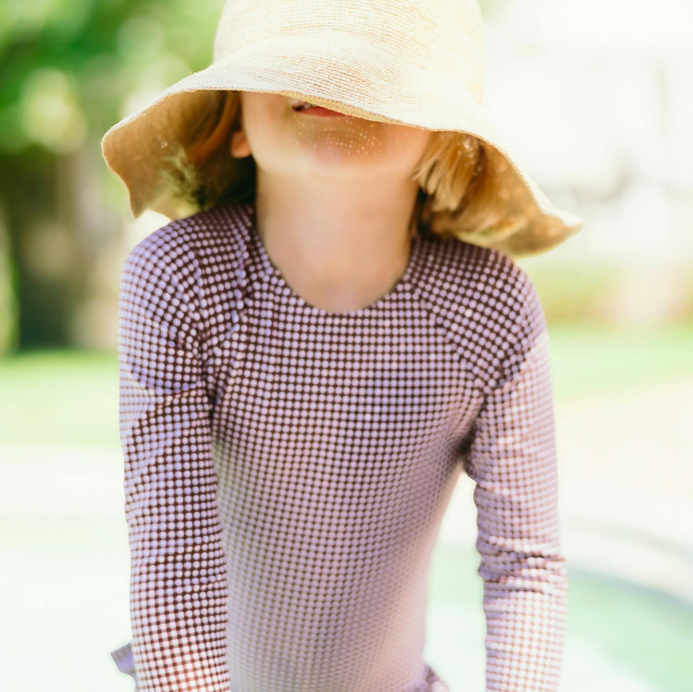 girls cocoa gingham rashguard one piece