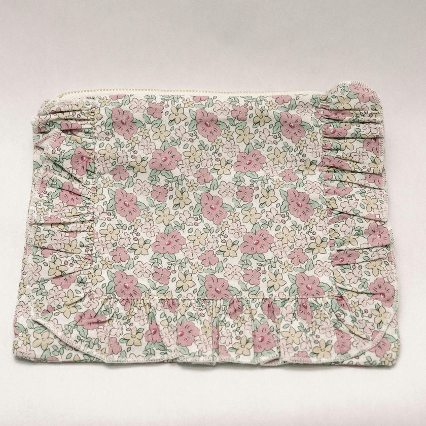 Betsy Ann Timeless Floral Ruffle Zipper Pouch