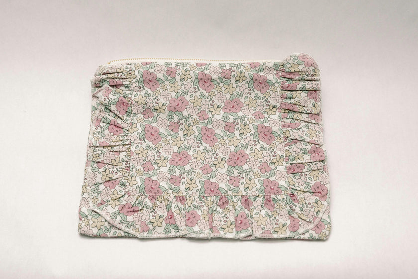 Betsy Ann Timeless Floral Ruffle Zipper Pouch