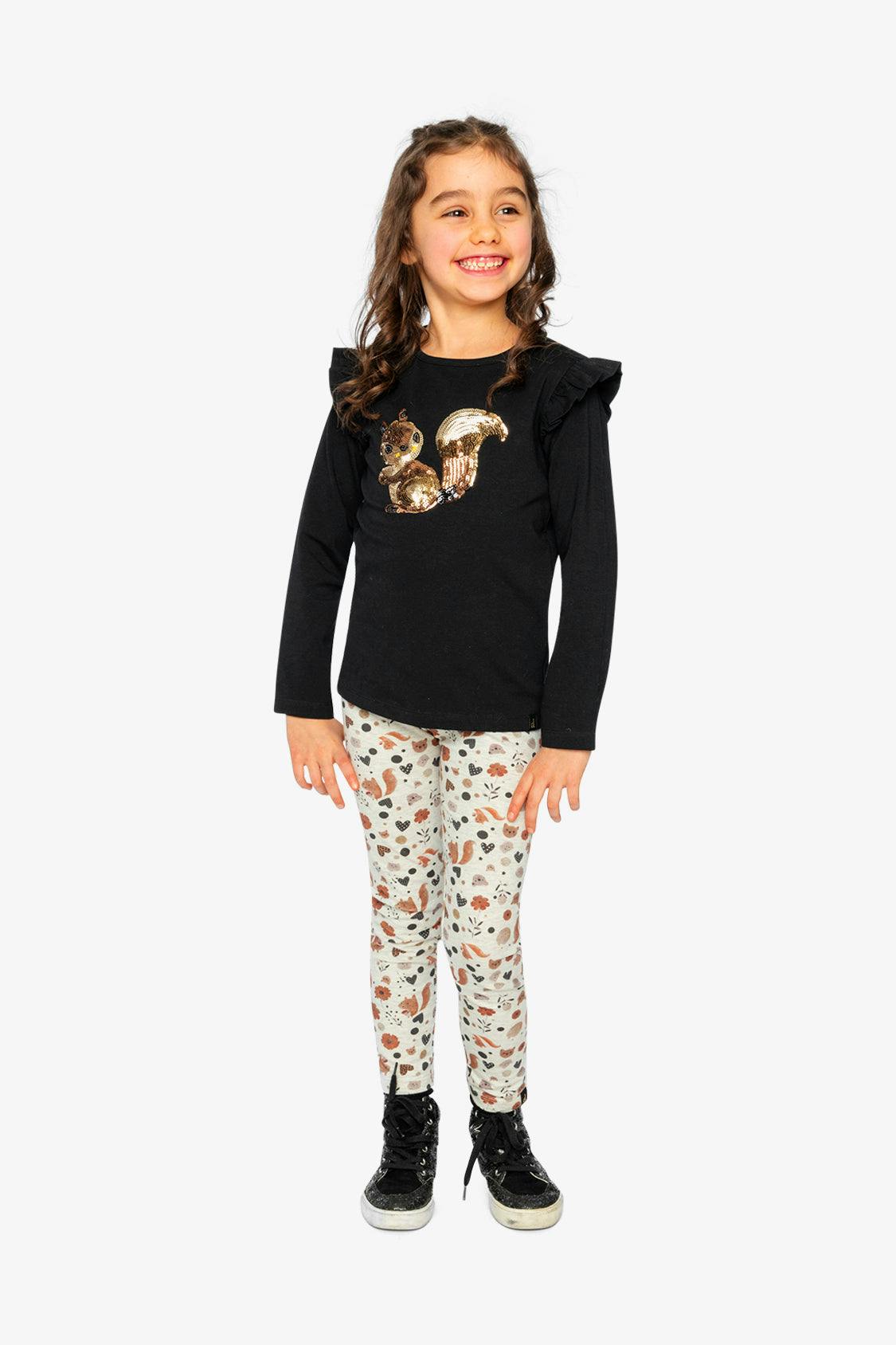 Long Sleeve Organic Cotton Squirrel T-Shirt Black And Brown