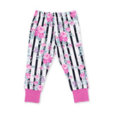 Cabbage Rose Stripe - Short Sleeve Loungewear Set