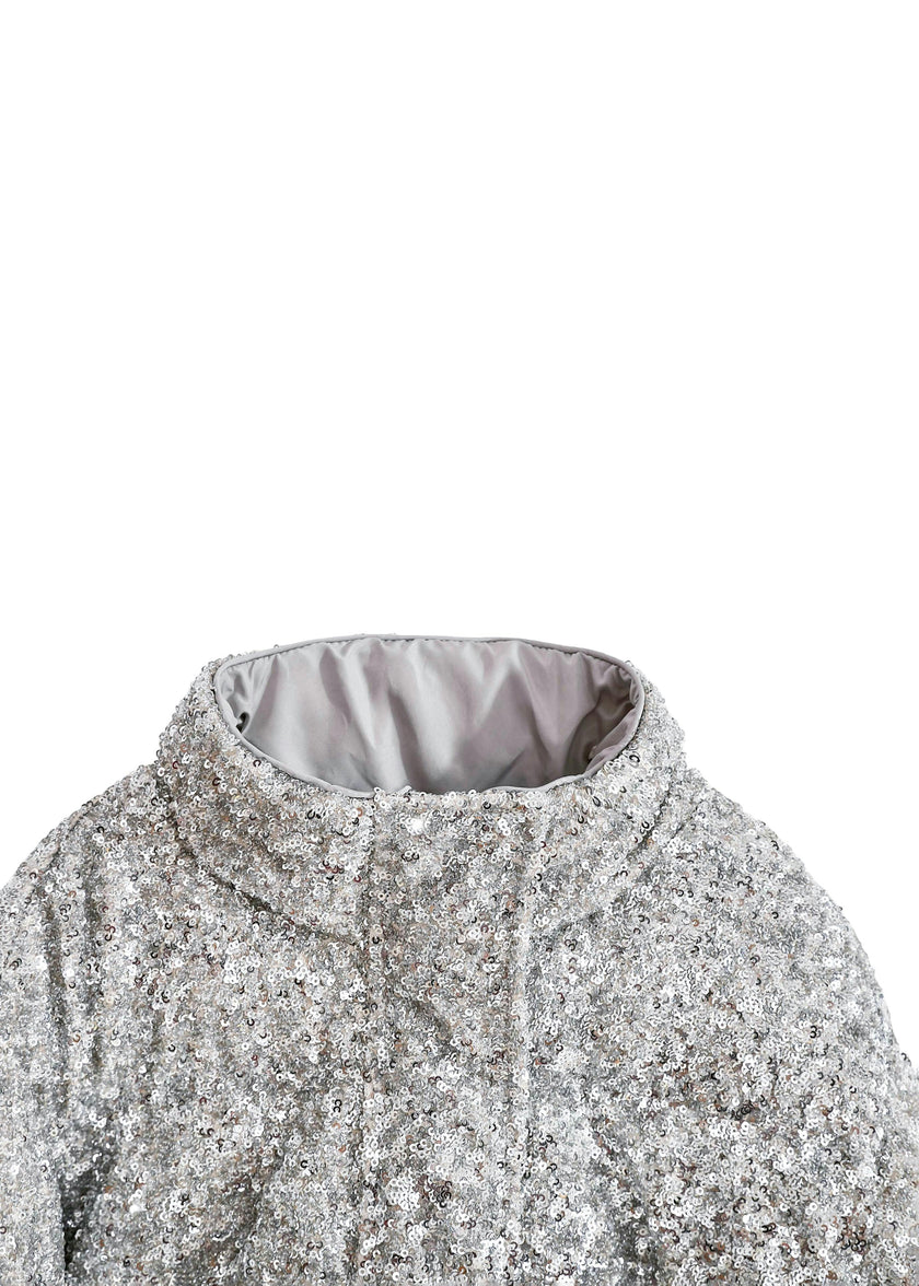 Gray Glitter Puffer Jacket