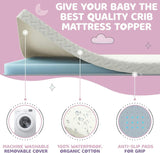 2” Crib Mattress Topper Memory Foam - Waterproof Breathable Soft Washable Cover 52” x28” x 2” Fits Standard Size Cribs & Toddler Beds by Sleepah