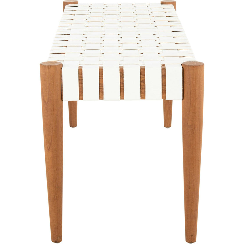 Amalia Leather Weave Bench