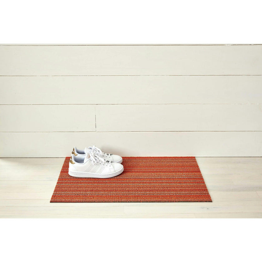 Skinny Stripe Shag Floor Mat, Orange