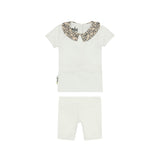 Floral Collar 2-Piece Top & Short Set