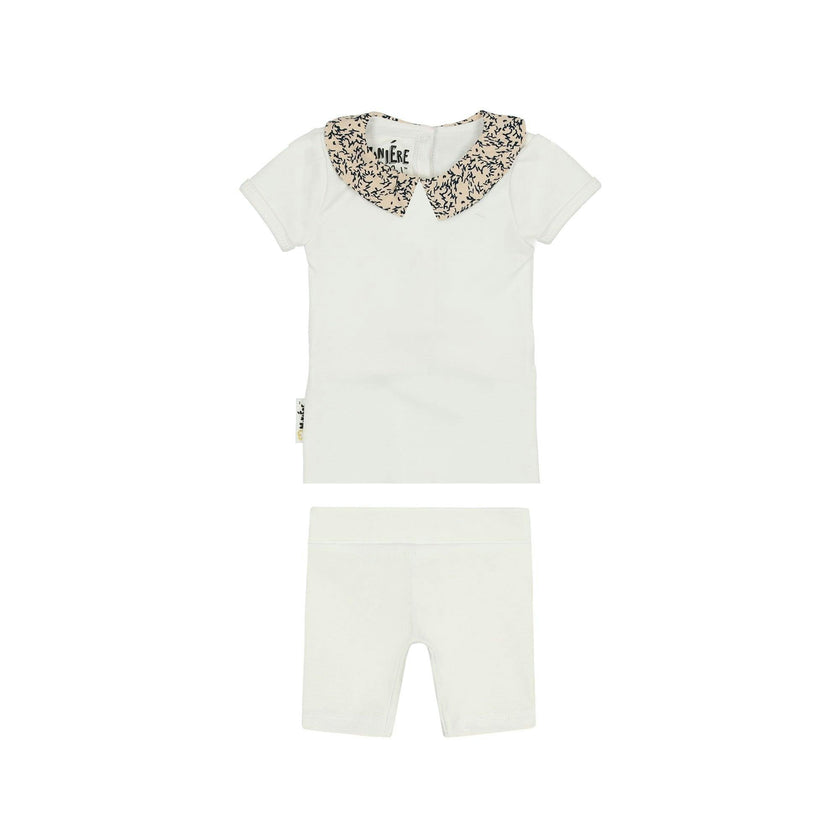 Floral Collar 2-Piece Top & Short Set