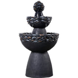 Teamson Home 3-Tier Zen-Style Outdoor Water Fountain with Realistic Stone Finish