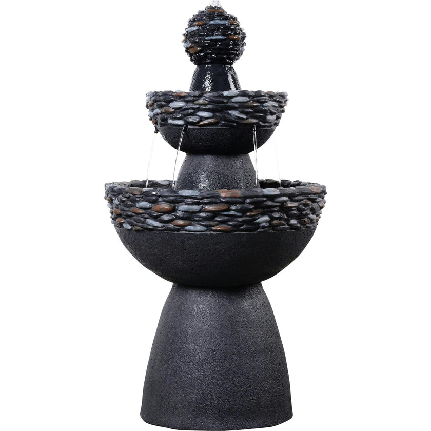 Teamson Home 3-Tier Zen-Style Outdoor Water Fountain with Realistic Stone Finish