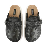 Black Textured Buckle Slip-Ons