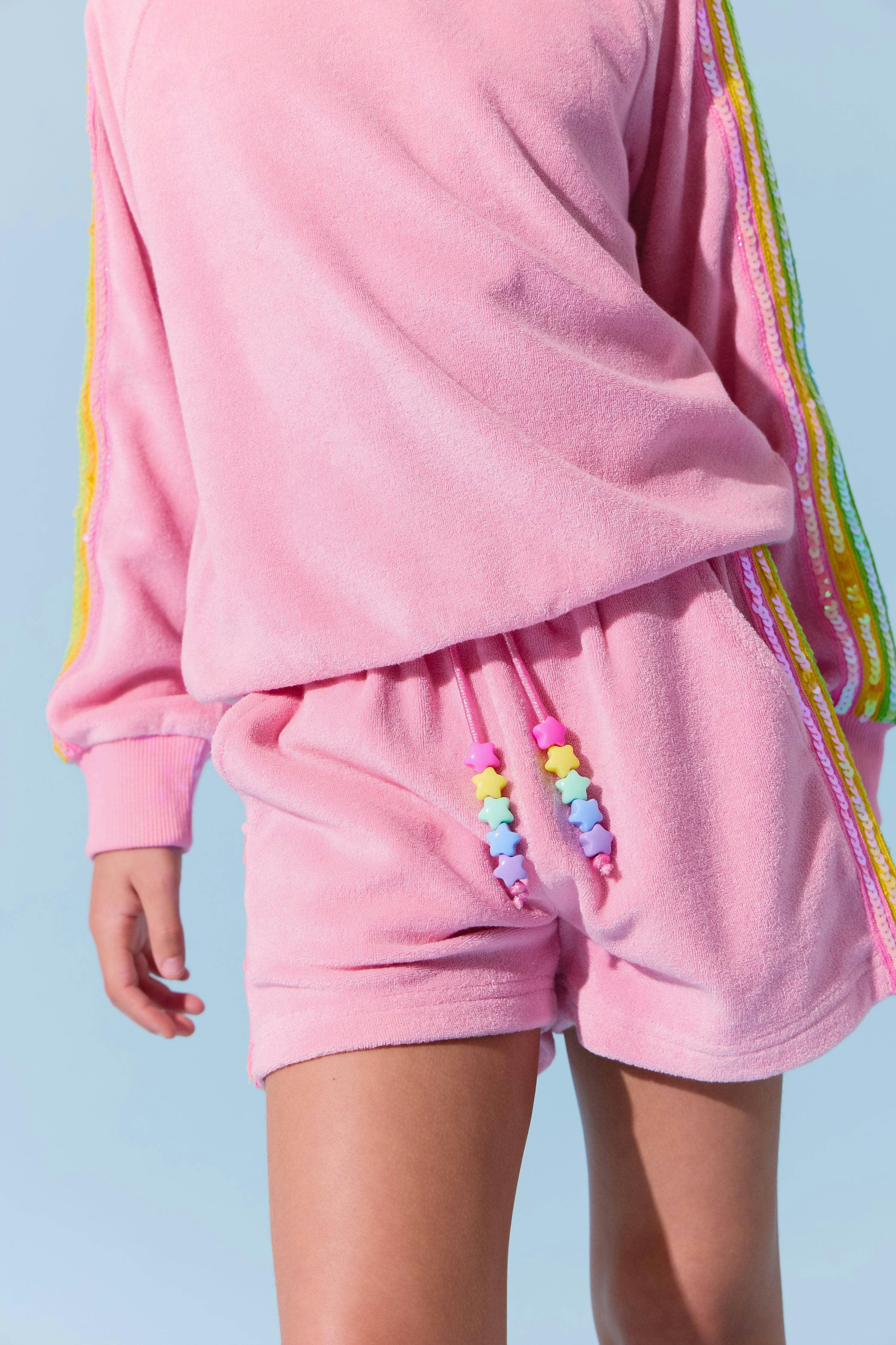 Pink Rainbow Sequin Stripe Short Set