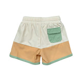 Boys Colorblock Swim Shorts in Ecru