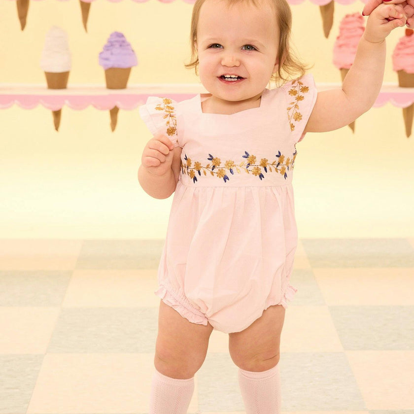 Baby Hattie Romper in Embroidered Spring Floral