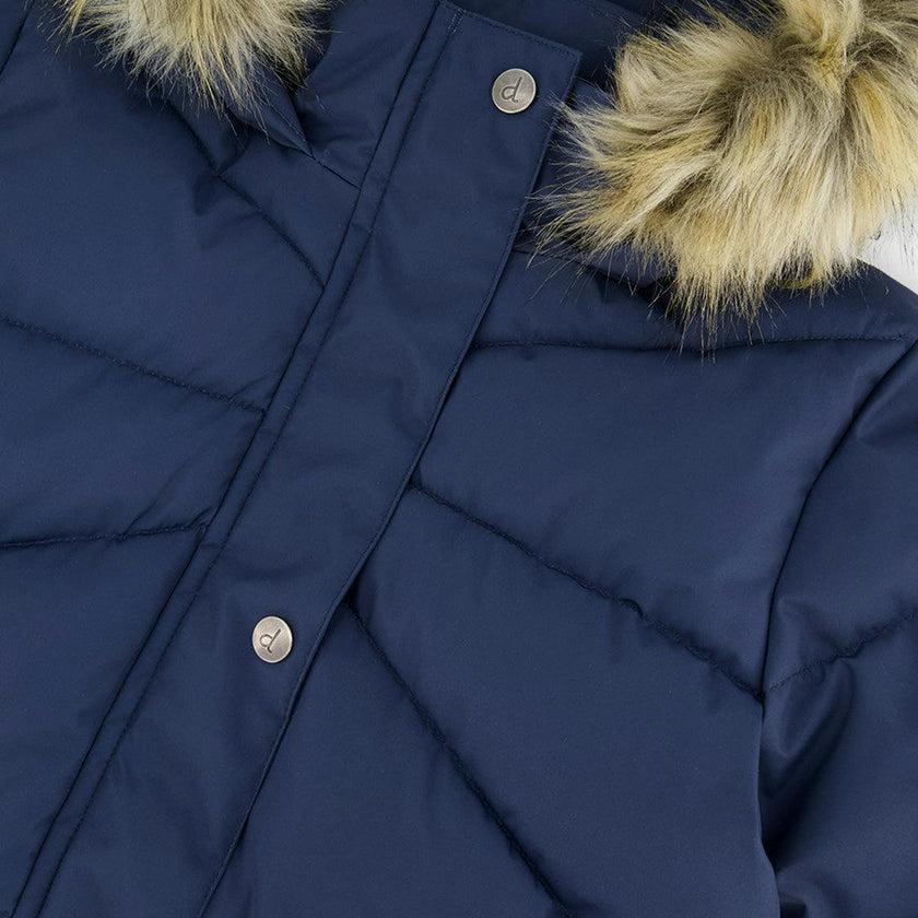 Long Winter Puffer Coat Dark Blue