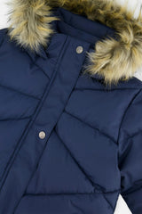 Long Winter Puffer Coat Dark Blue