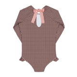 girls cocoa gingham rashguard one piece