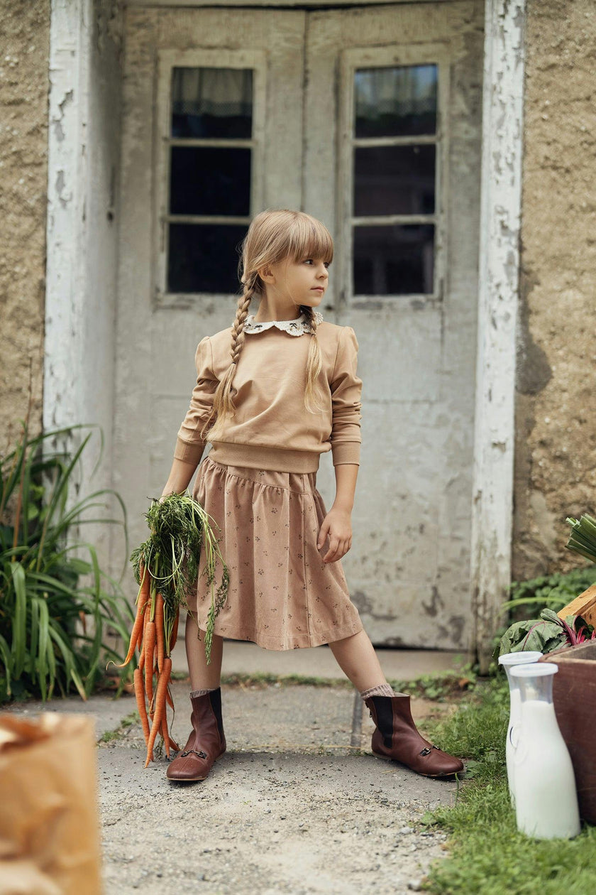 Corduroy Crochet Button Front Skirt and Top Two Piece Set