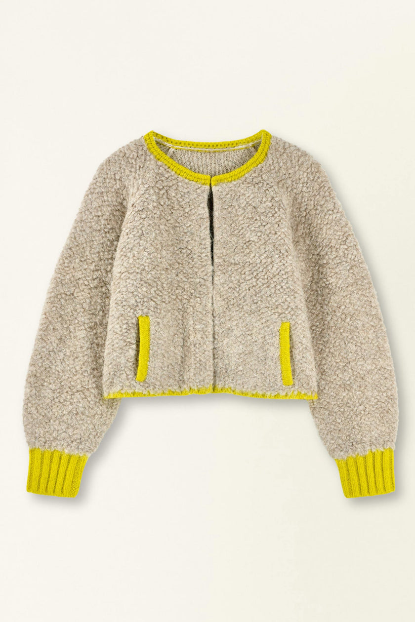 Fargo Knit Jacket in Sand/Lemongrass