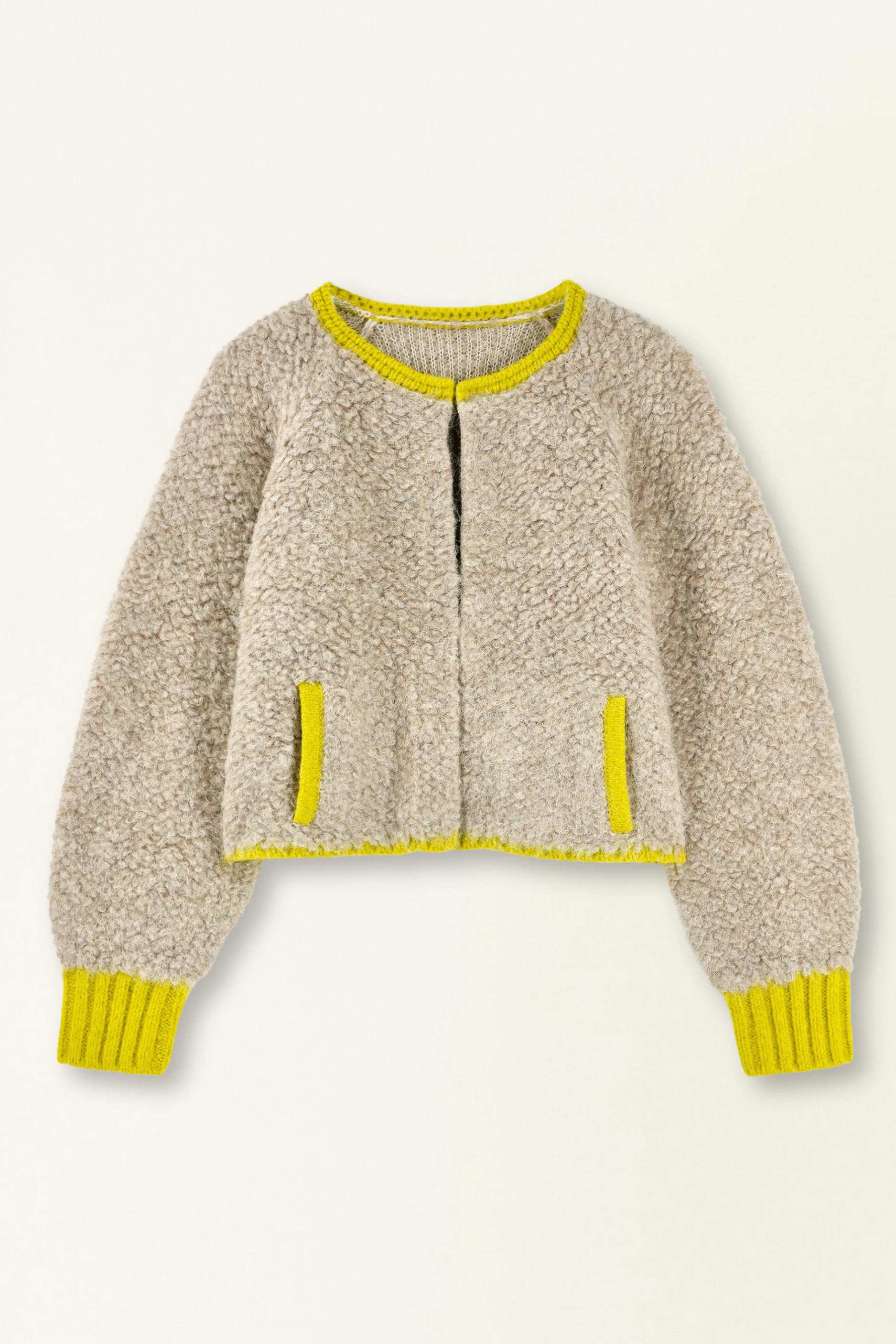 Fargo Knit Jacket in Sand/Lemongrass