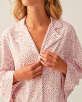 The Olivia Wide Leg Pima Pajama Set in Sweethearts