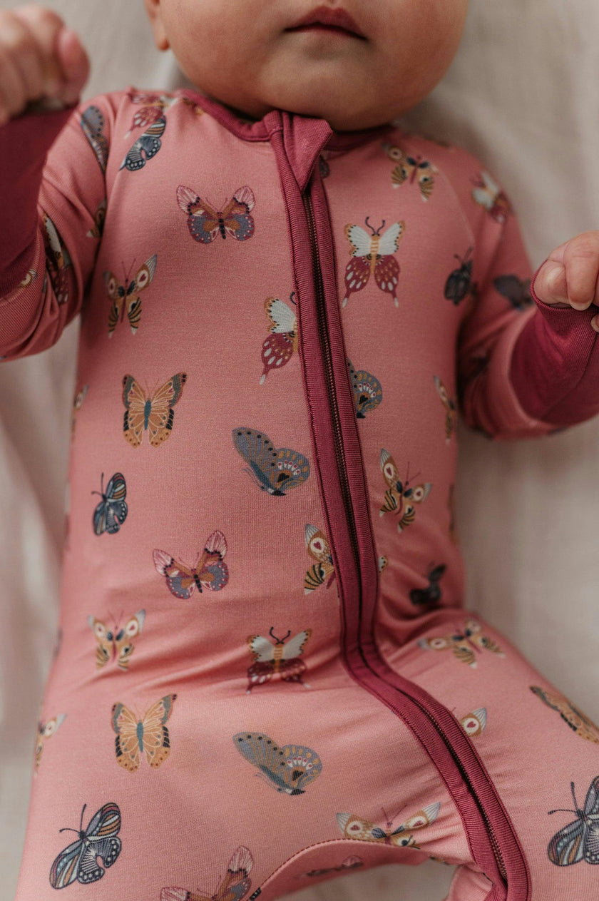 Long Sleeve Zip Romper in Butterfly Bloom