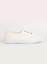 Hampton Canvas Plum Plimsolls in White