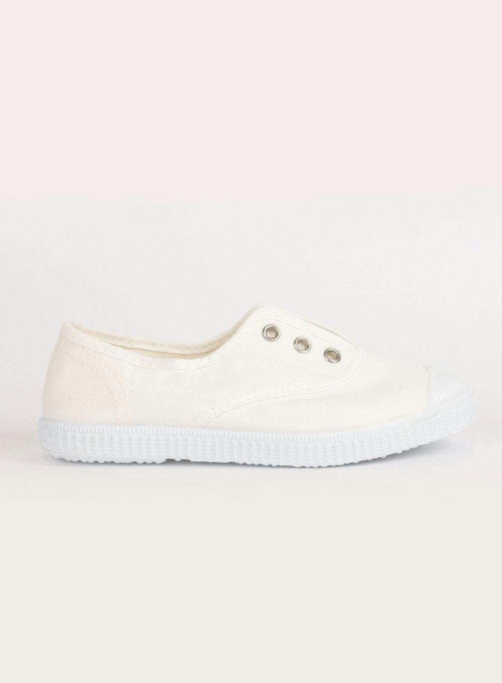Hampton Canvas Plum Plimsolls in White