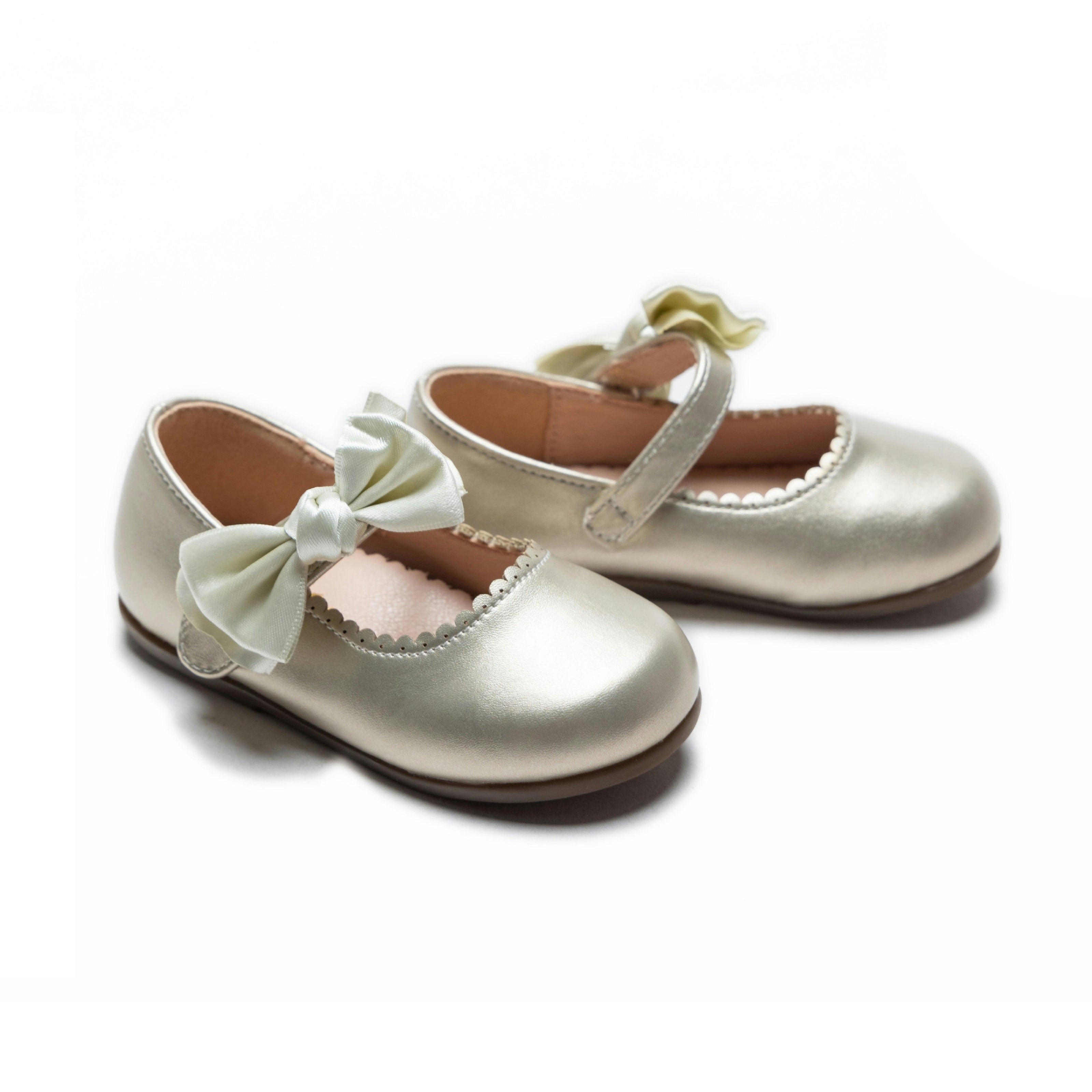 Gold Satin Elodie Bow Flats