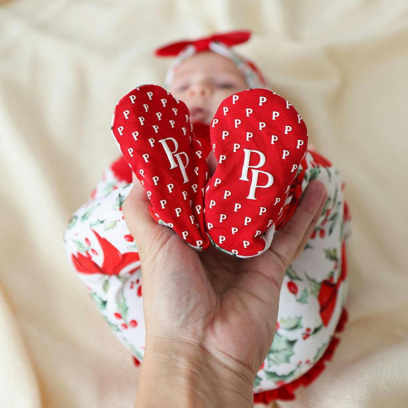 Happy Holly-days Footie Ruffled Zippered One Piece