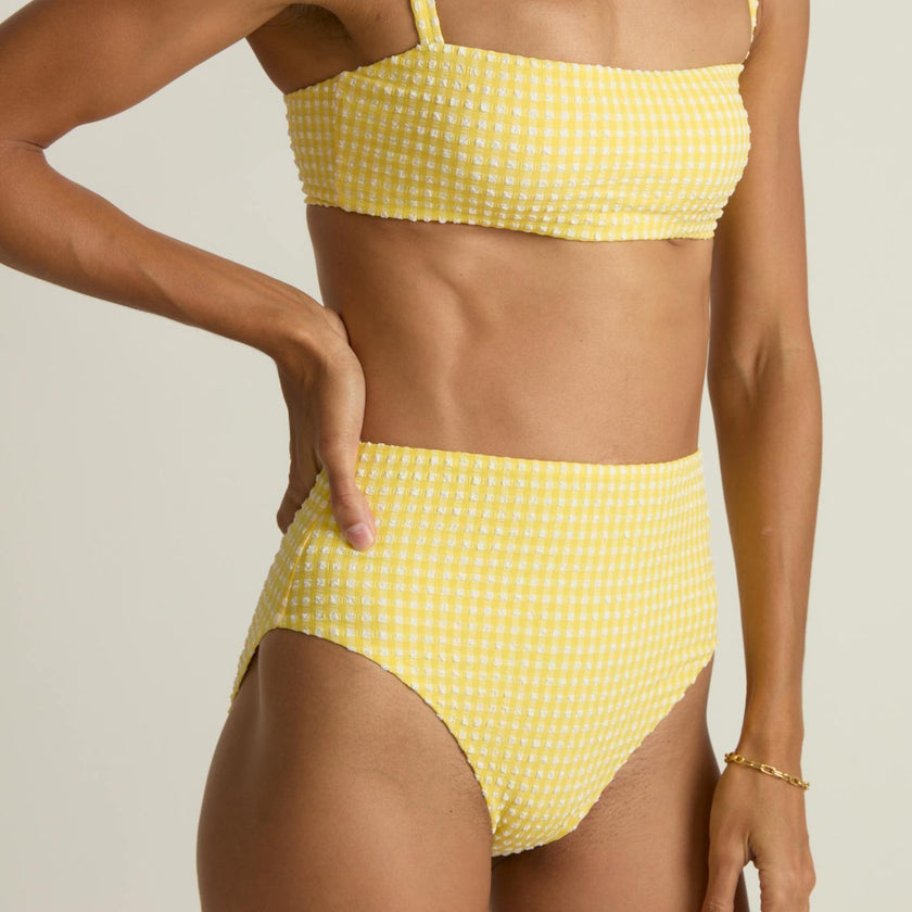 women's soleil gingham high waist bikini bottom