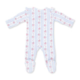 Anna Floral Stripe - 2 Way Ruffle Sleeve Zipper Footie