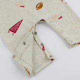 Football Print One Button Romper Baby Rib