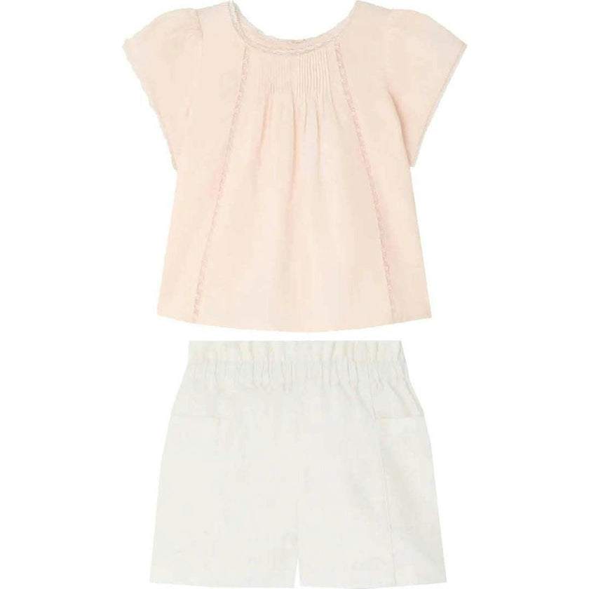 BONPOINT Lacacia Vintage Lace Baby Set - Rose/White